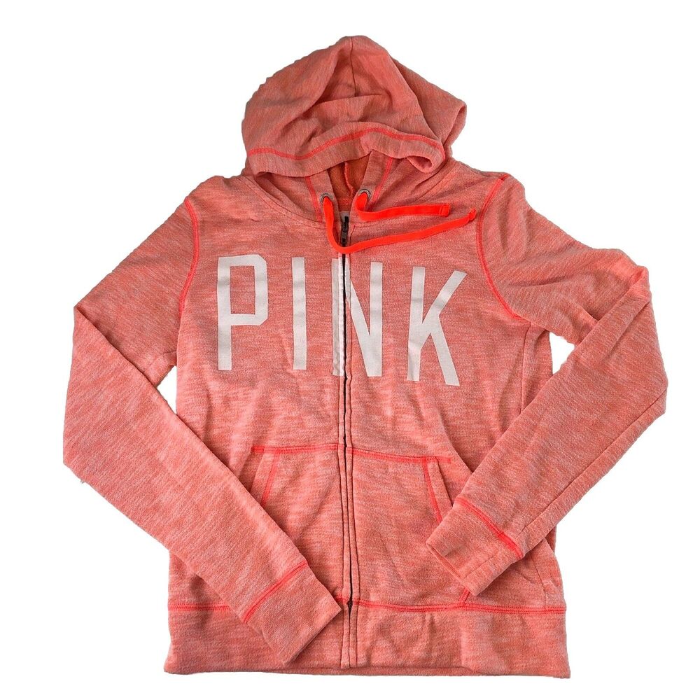 PINK Victoria’s Secret Zip Up Hoodie With Pockets Orange Size XS
